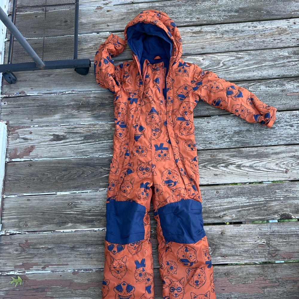 Orange and Blue Hooded Snowsuit